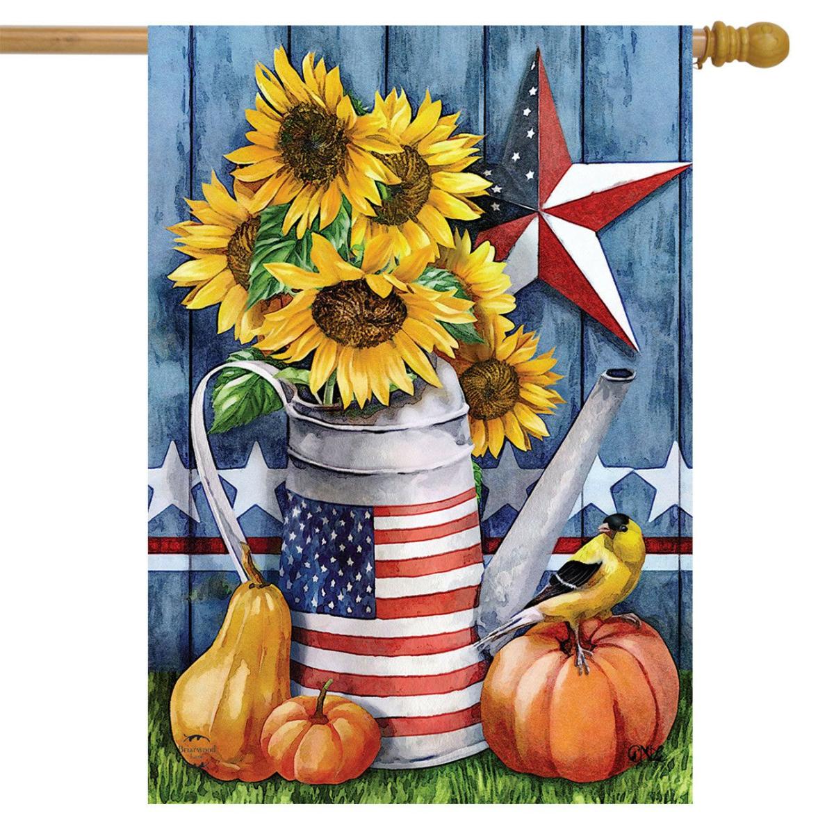 American Autumn Farmhouse House Flag | Seasons Fall Seasons