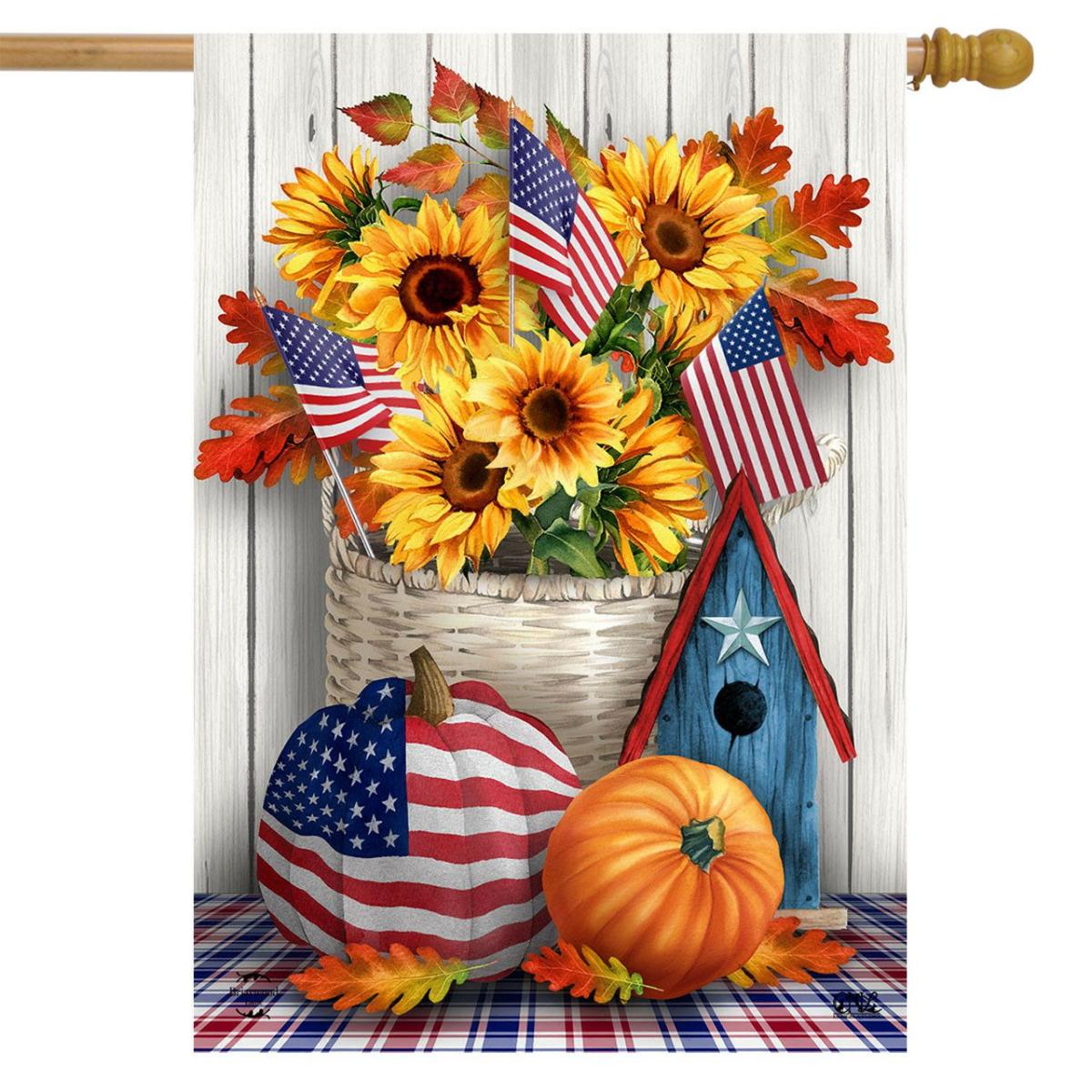 American Autumn House Flag | Themes Fall Seasons