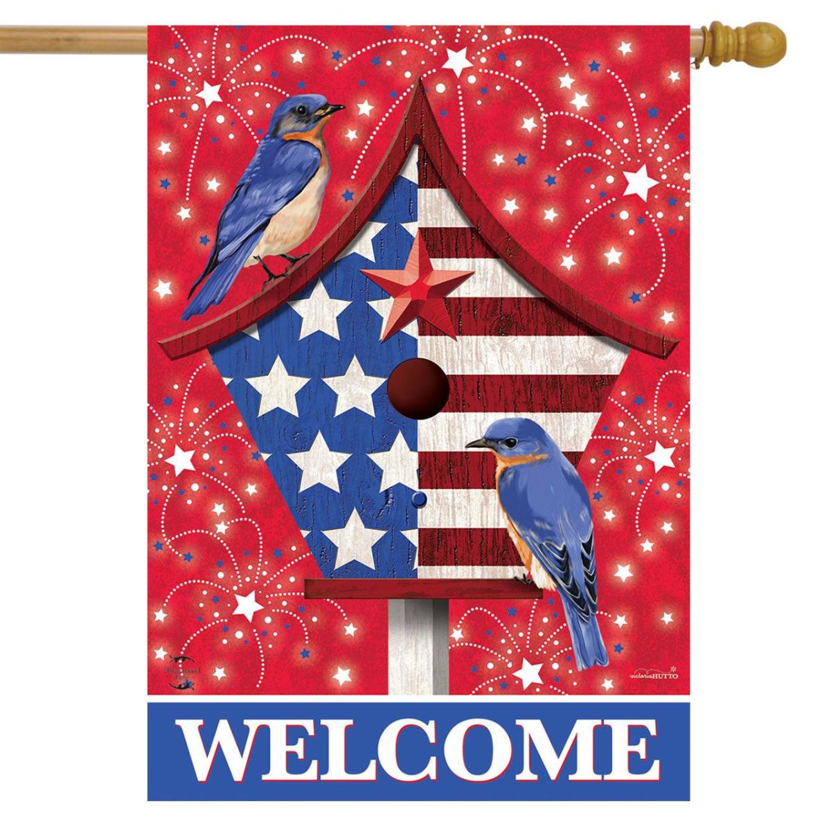 American Bluebirds House Flag | Themes Animals & Critters Seasons