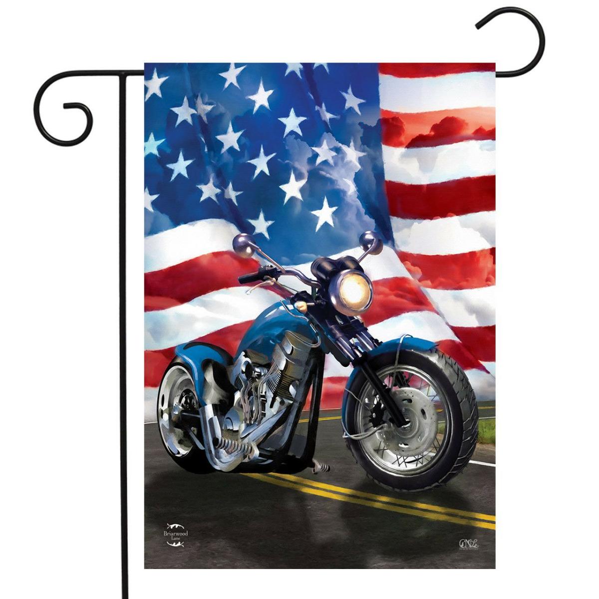 American Motorcycle Patriotic Garden Flag | Seasons 4th of July Holidays