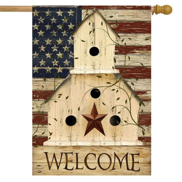 Americana Welcome Patriotic House Flag | Seasons Everyday Seasons