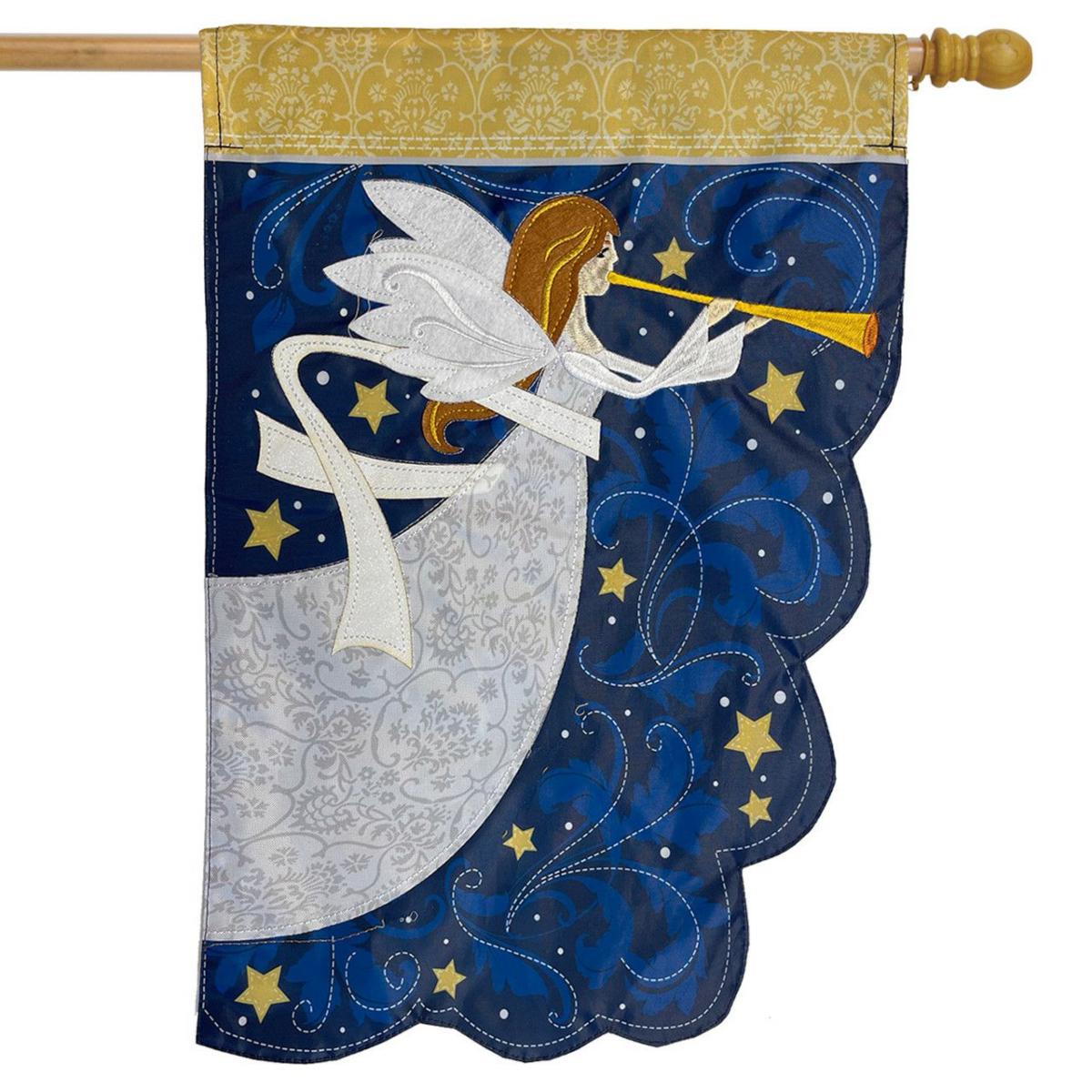 Angel Applique Christmas House Flag | Holidays Christmas Holidays