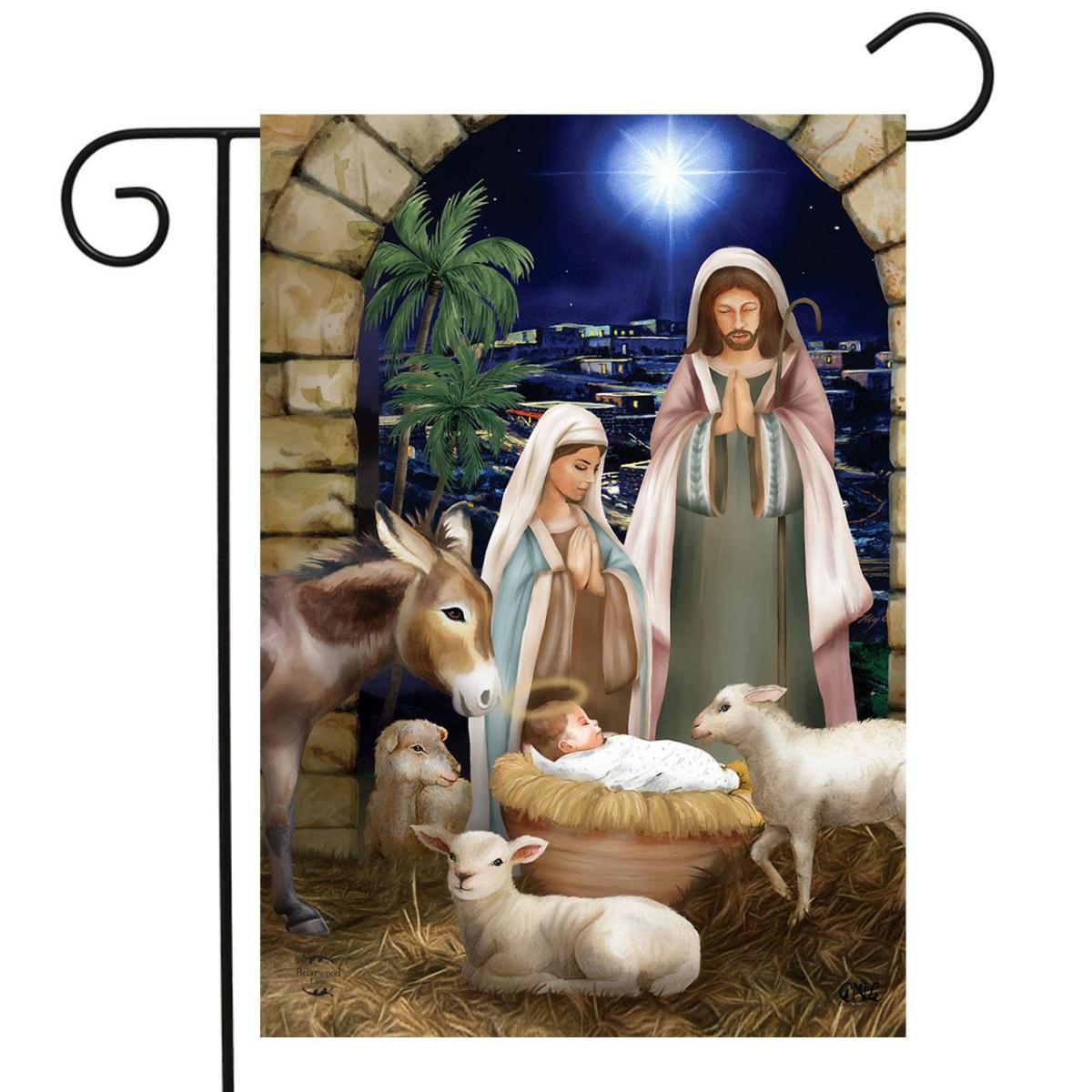 Away in A Manger Garden Flag | Holidays Christmas Holidays