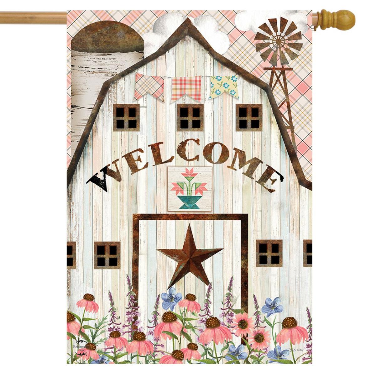 Barn In Bloom Primtive House Flag | Seasons Farm Seasons