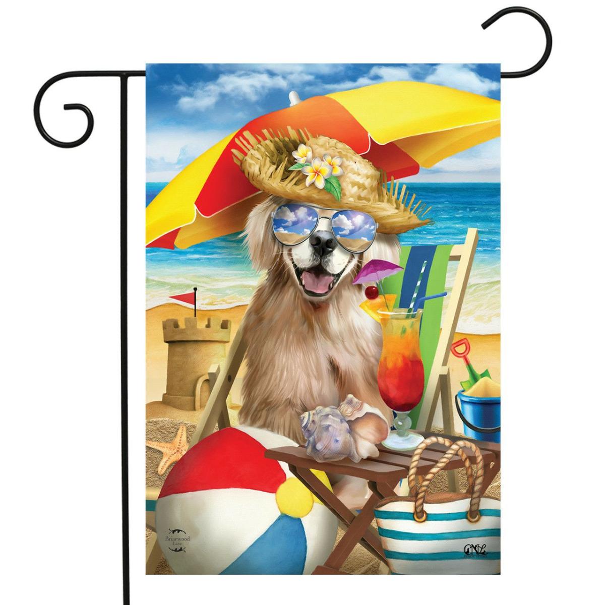 Beach Day Dog Summer Garden Flag | Themes Animals & Critters Seasons