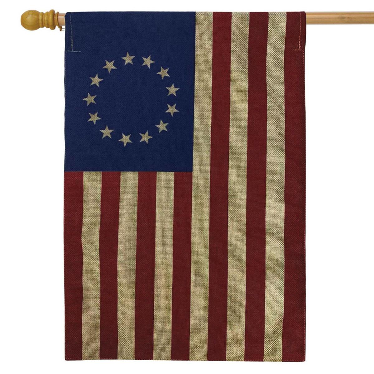 Betsy Ross Burlap House Flag | Themes 4th of July Holidays