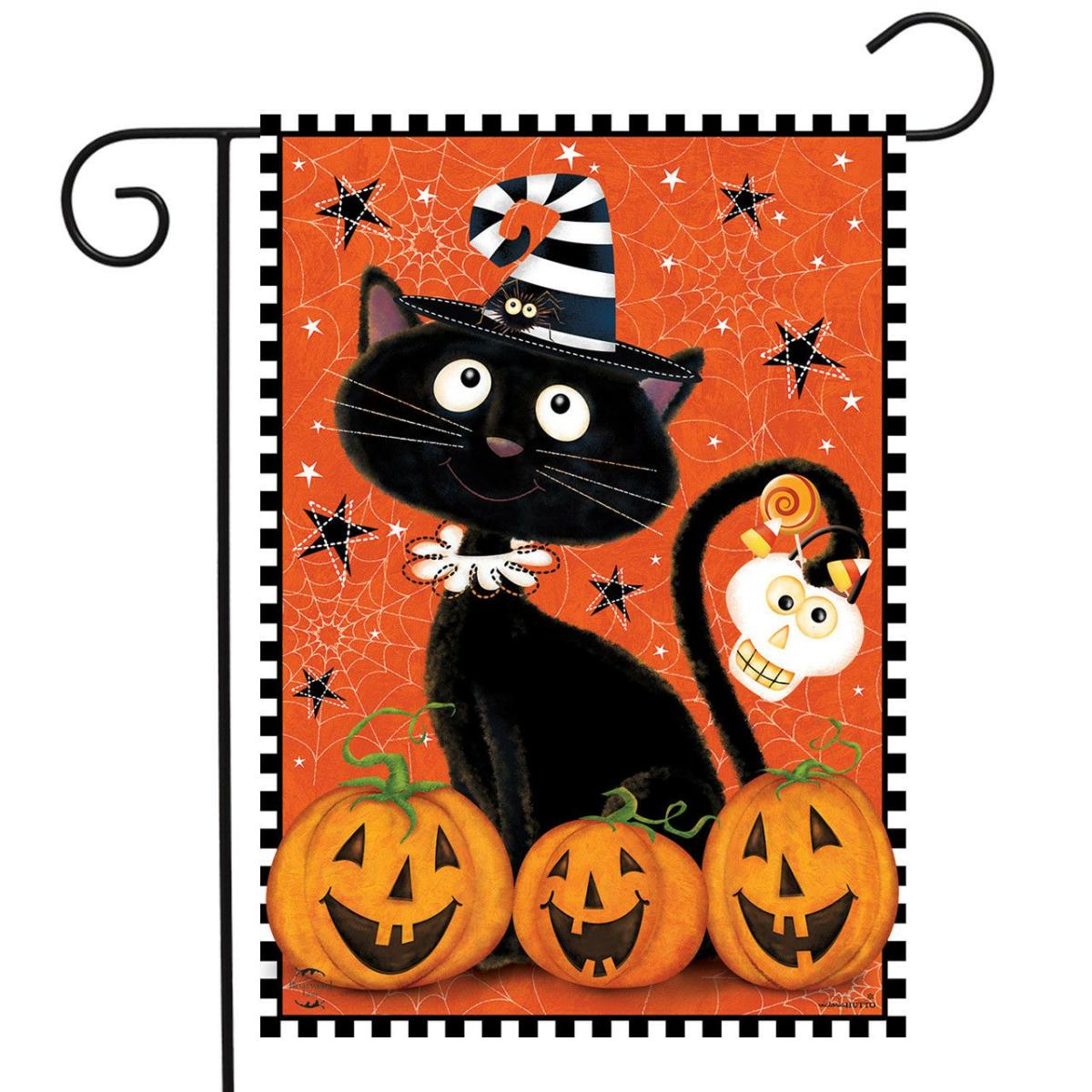 Black Kitty Halloween Garden Flag | Holidays Animals & Critters Holidays