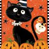 Black Kitty Halloween House Flag | Themes Animals & Critters Holidays