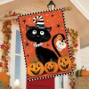 Black Kitty Halloween House Flag | Themes Animals & Critters Holidays