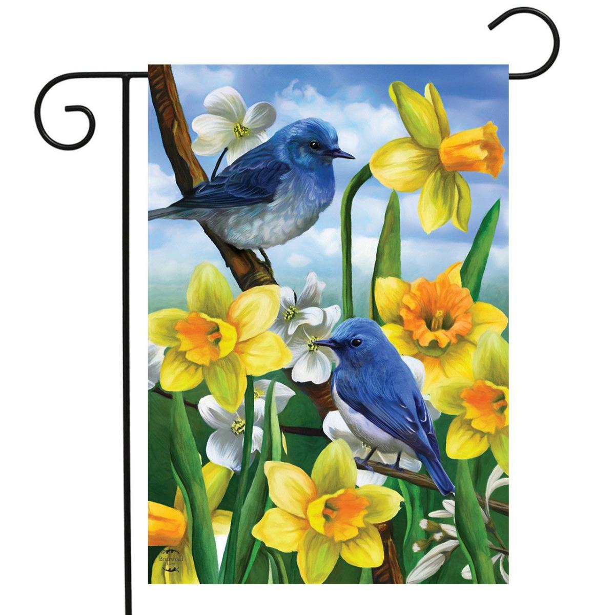 Bluebirds and Daffodils Garden Flag | Seasons Animals & Critters Seasons