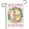 Bunny Easter Wreath Primitive Garden Flag | Themes Animals & Critters Holidays