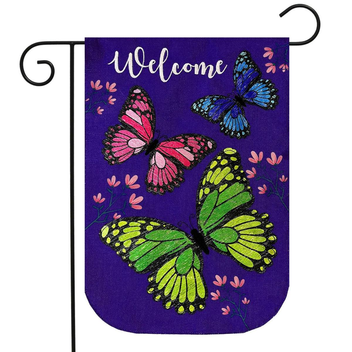 Butterfly Trio Burlap Garden Flag | Themes Garden Flags Seasons