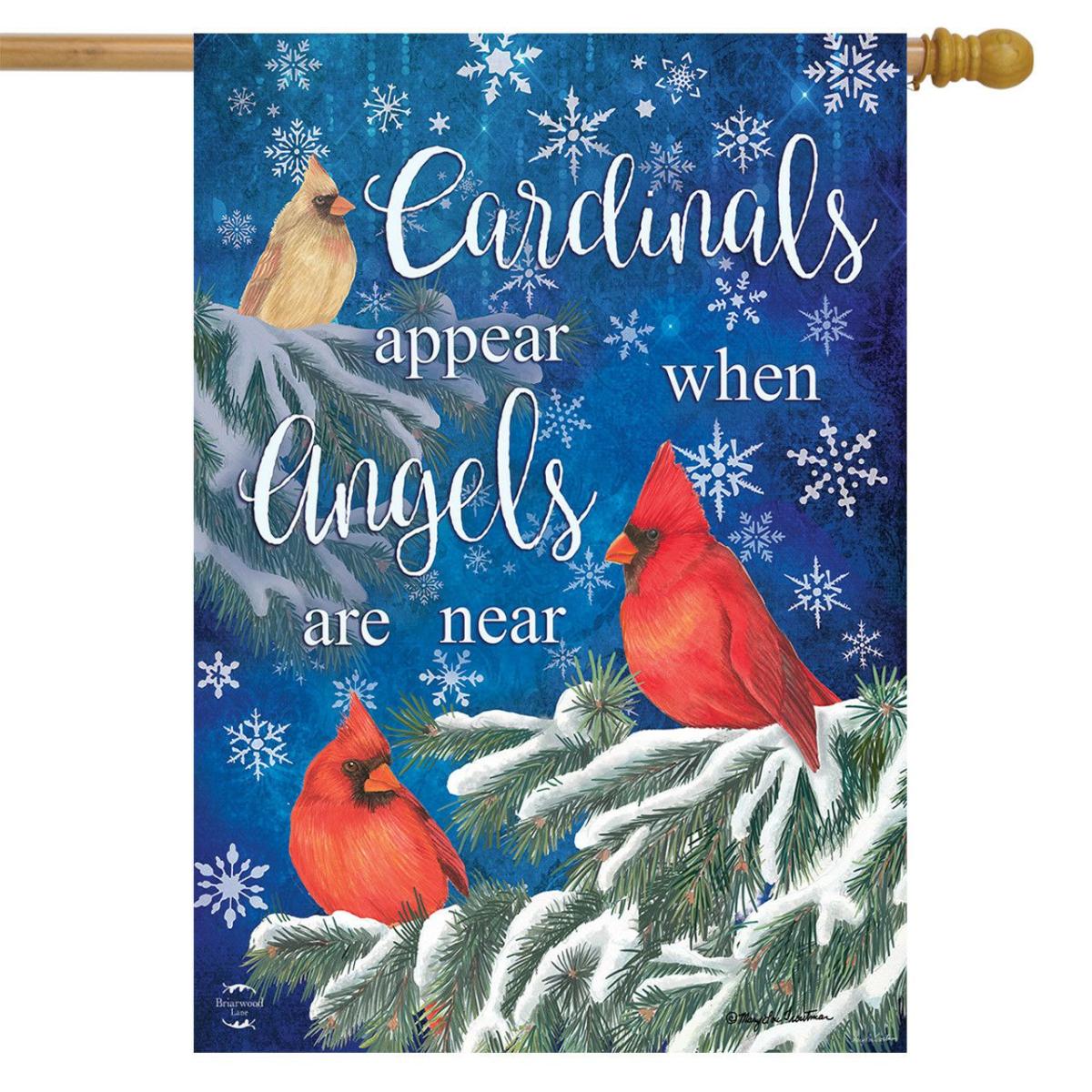 Cardinals Appear Winter House Flag | Seasons Animals & Critters Seasons