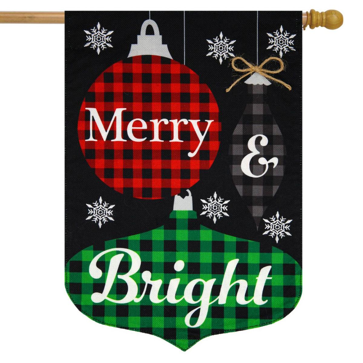 Checkered Ornaments Christmas Burlap House Flag | Holidays Christmas Holidays