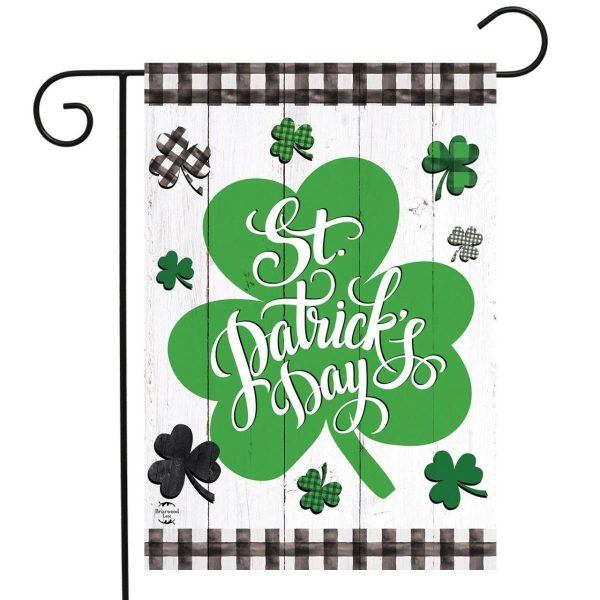 Checkered St. Pat’s Shamrocks Garden Flag | Holidays Farmhouse Holidays