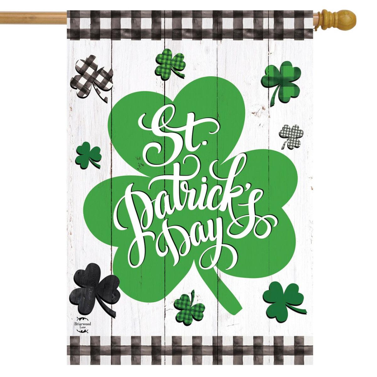 Checkered St. Pat’s Shamrocks House Flag | Holidays Farmhouse Holidays