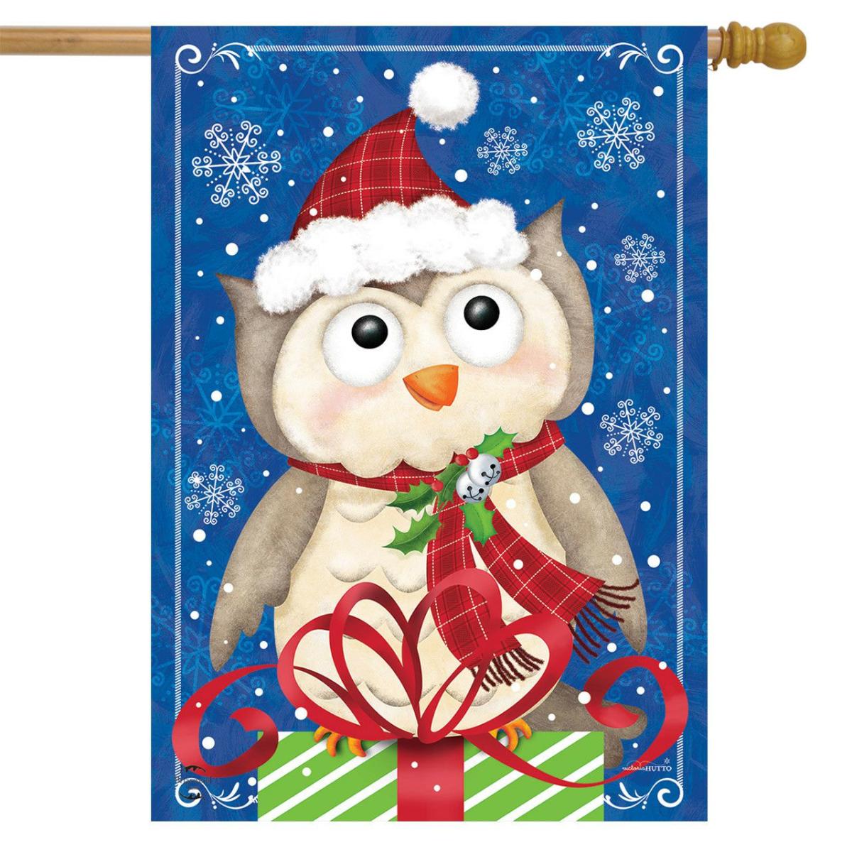 Christmas Owl House Flag | Holidays Animals & Critters Holidays