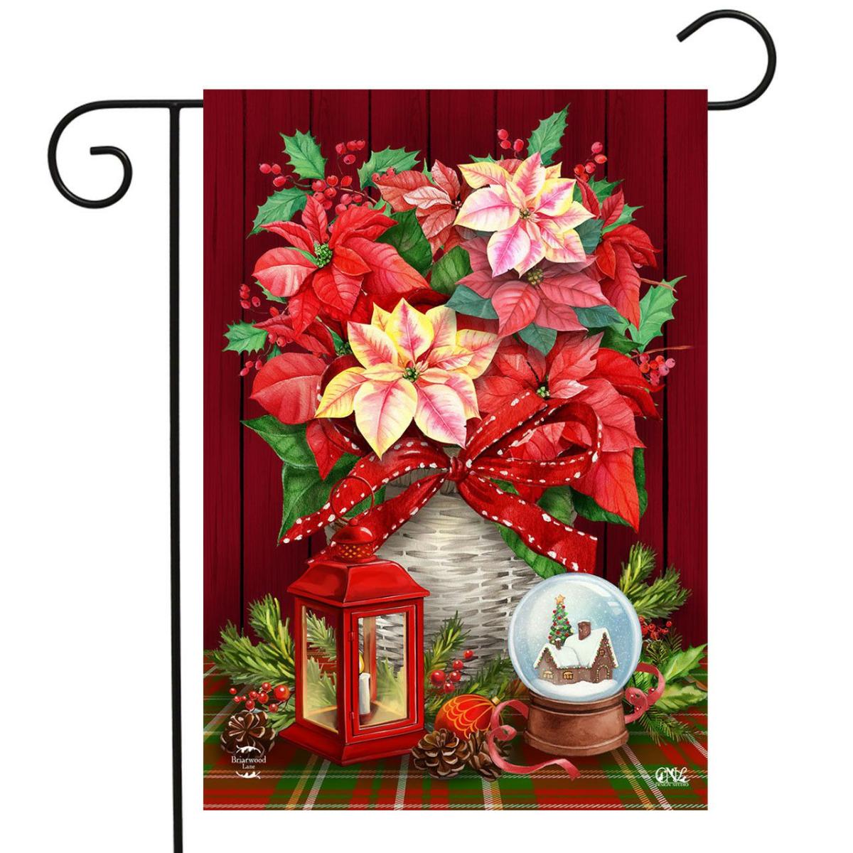 Christmas Poinsettia Basket Garden Flag | Themes Christmas Holidays