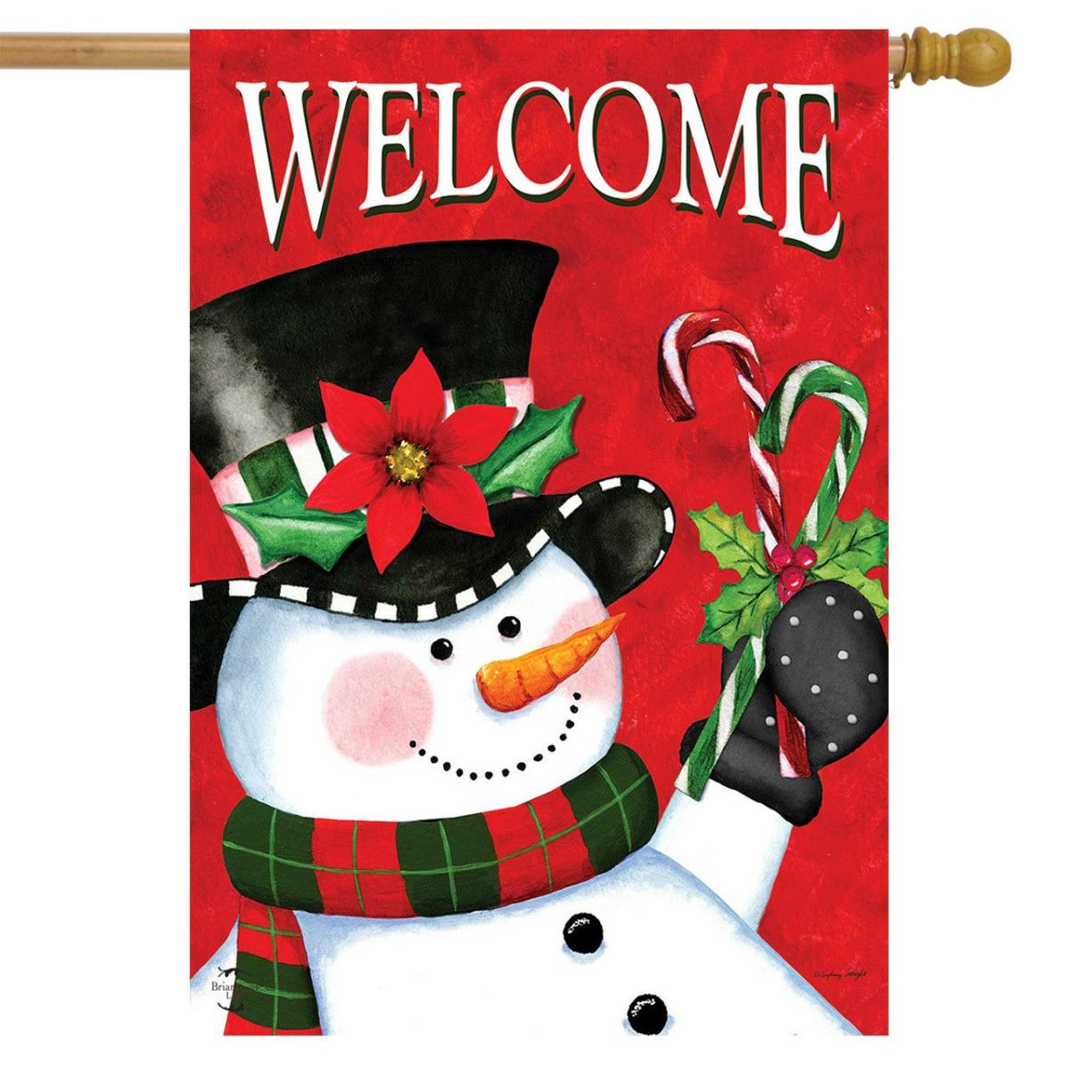 Christmas Snowman Welcome House Flag | Holidays Christmas Holidays