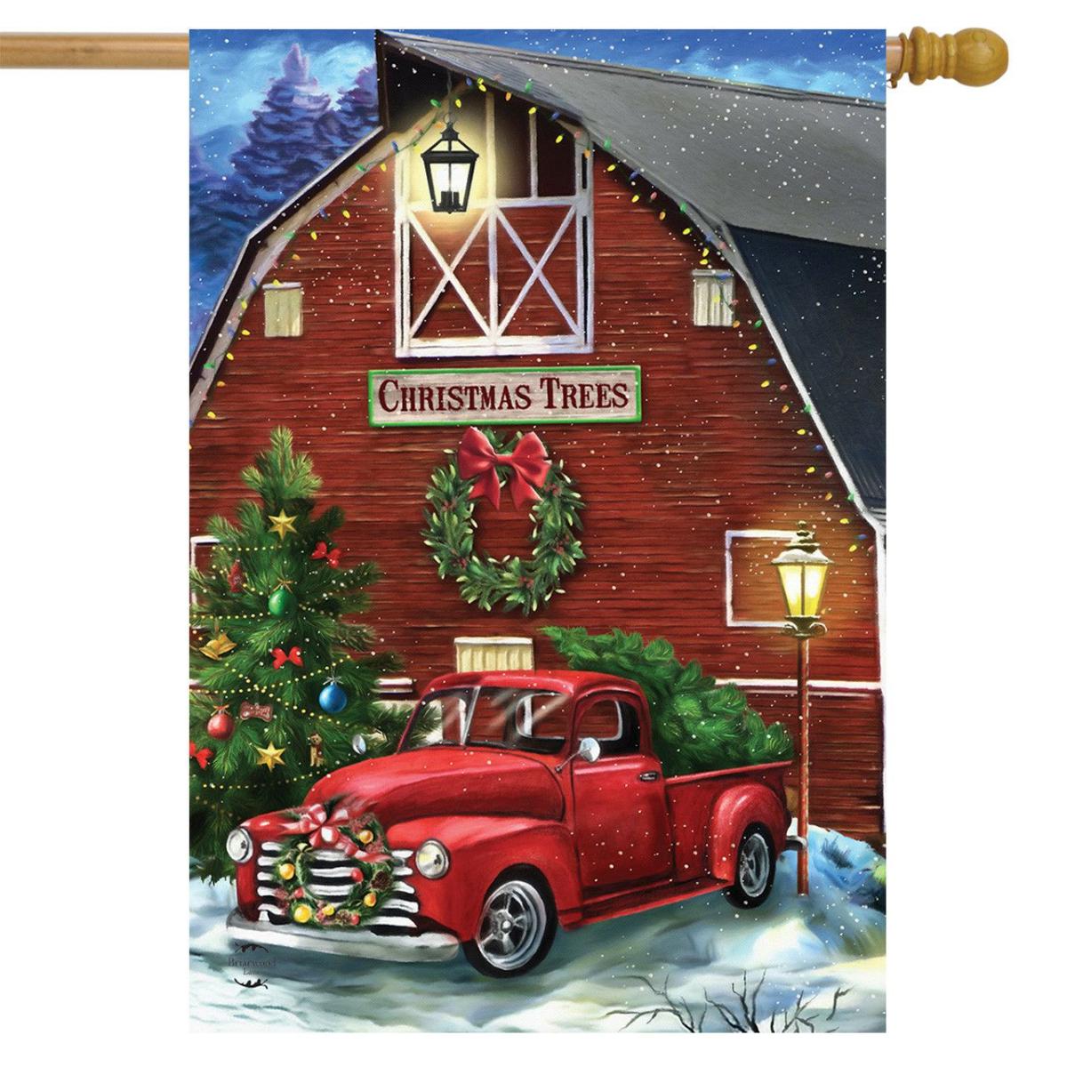 Christmas Tree Farm Pickup House Flag | Holidays Christmas Holidays