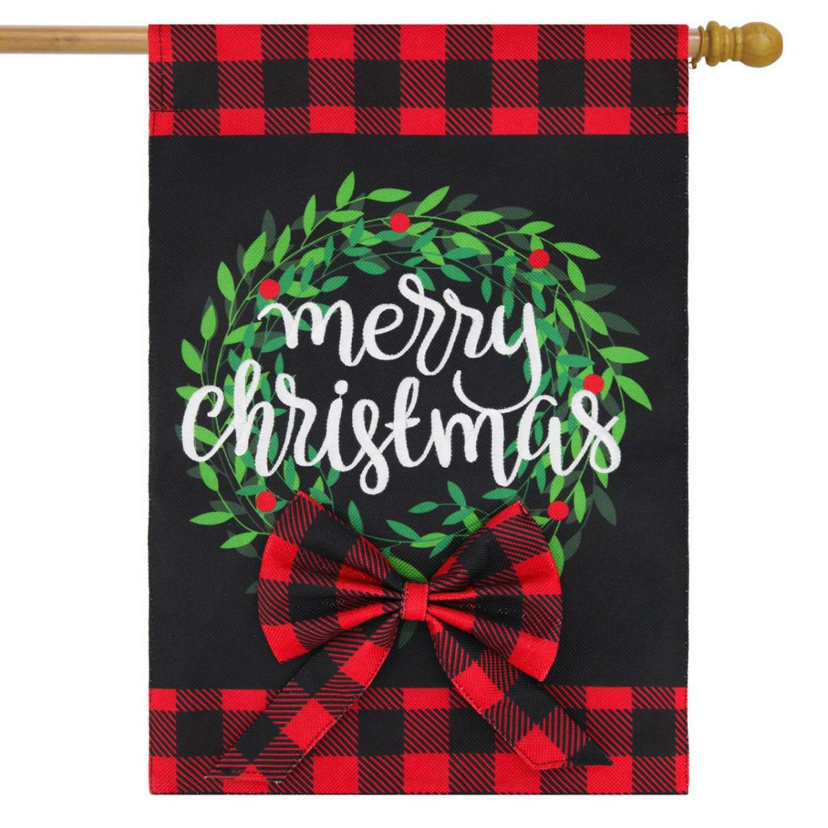 Christmas Wreath Burlap House Flag | Holidays Christmas Holidays