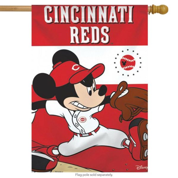 Cincinnati Reds MLB Mickey Mouse Baseball House Flag | Themes Disney & Cinema Sports