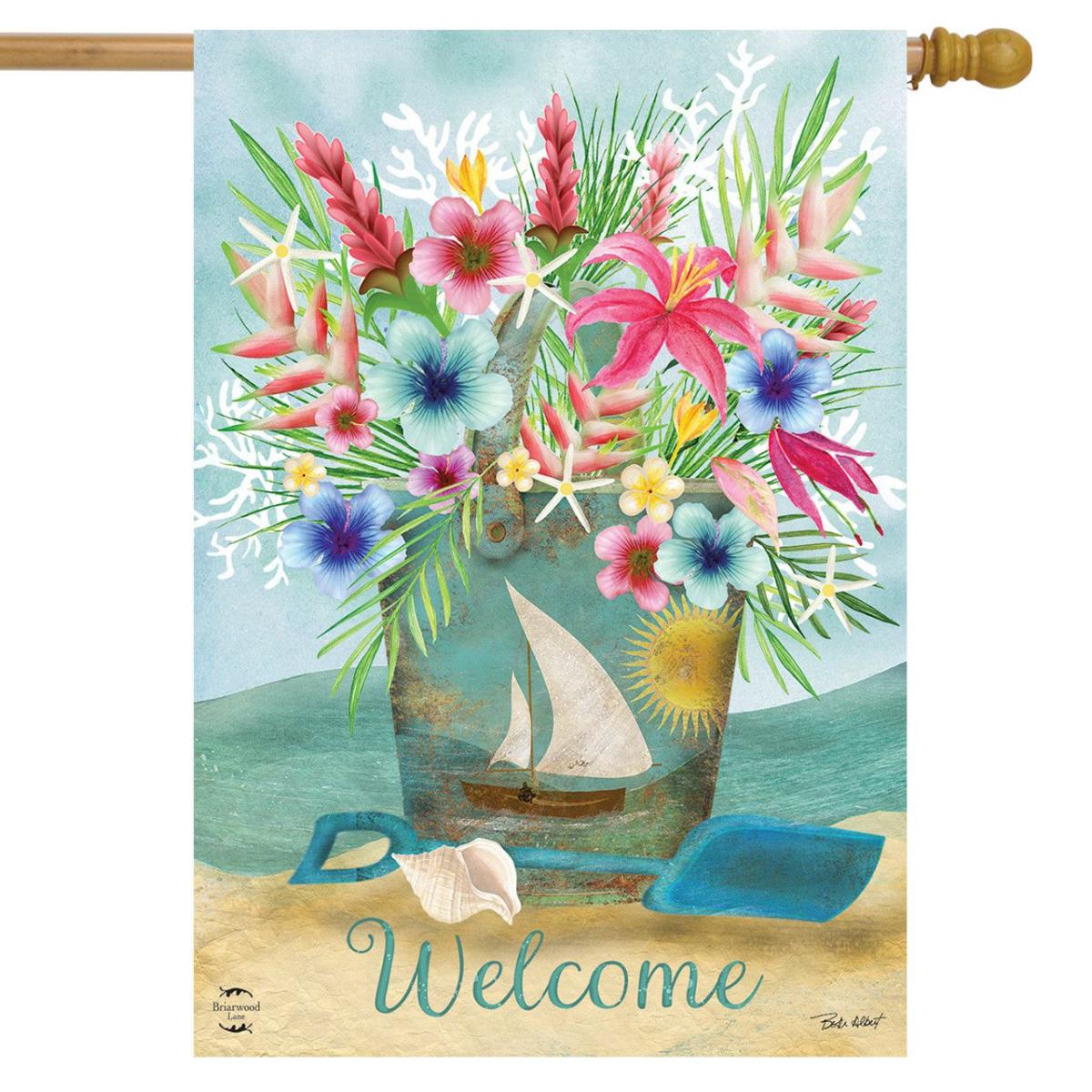 Coastal Flowers Summer House Flag | Themes Beach Seasons