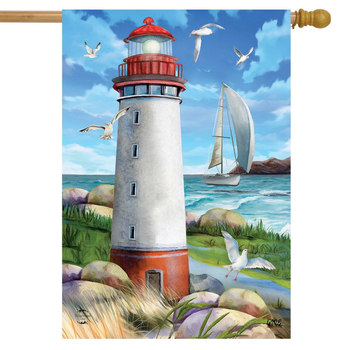 Coastal Lighthouse Nautical House Flag | Themes House Flags Seasons