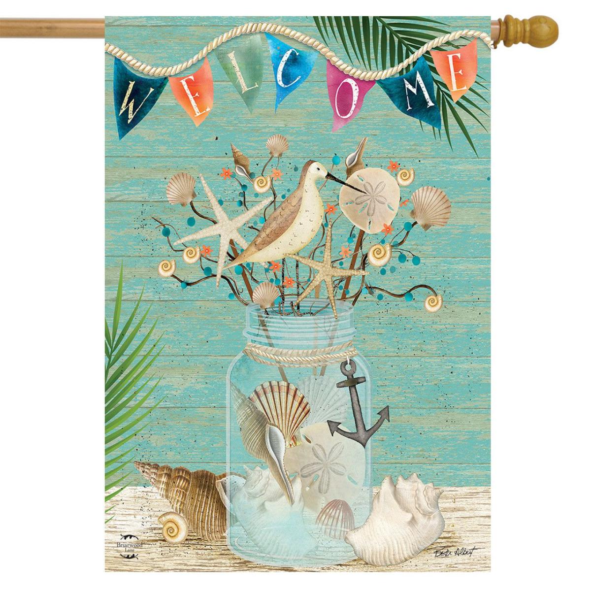 Coastal Mason Jar Summer House Flag | Themes Beach Seasons