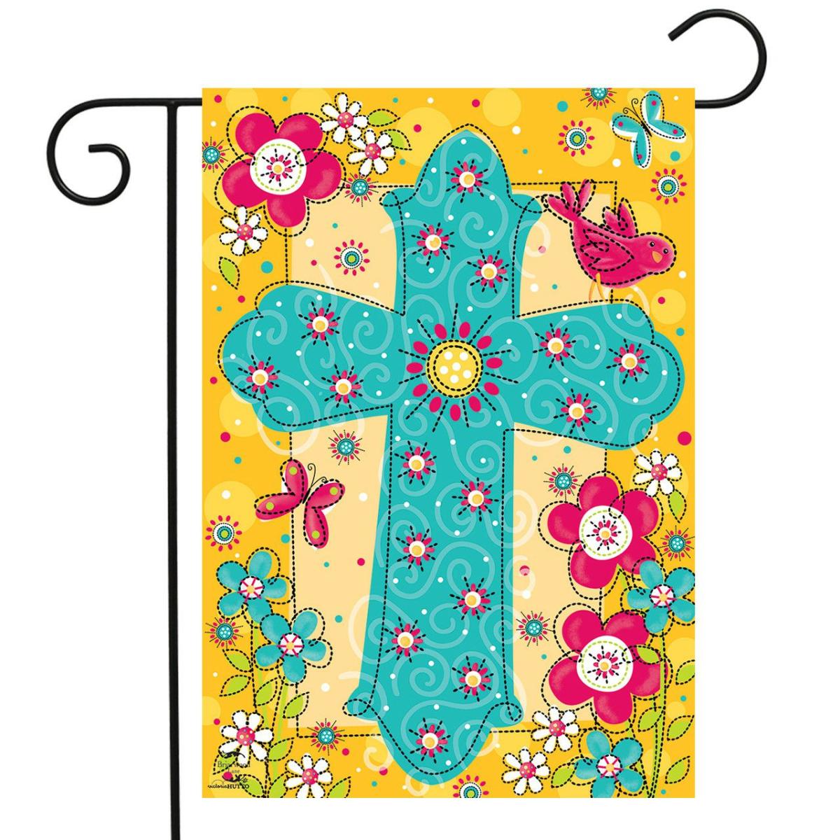 Colorful Cross Spring Garden Flag | Seasons Everyday Seasons