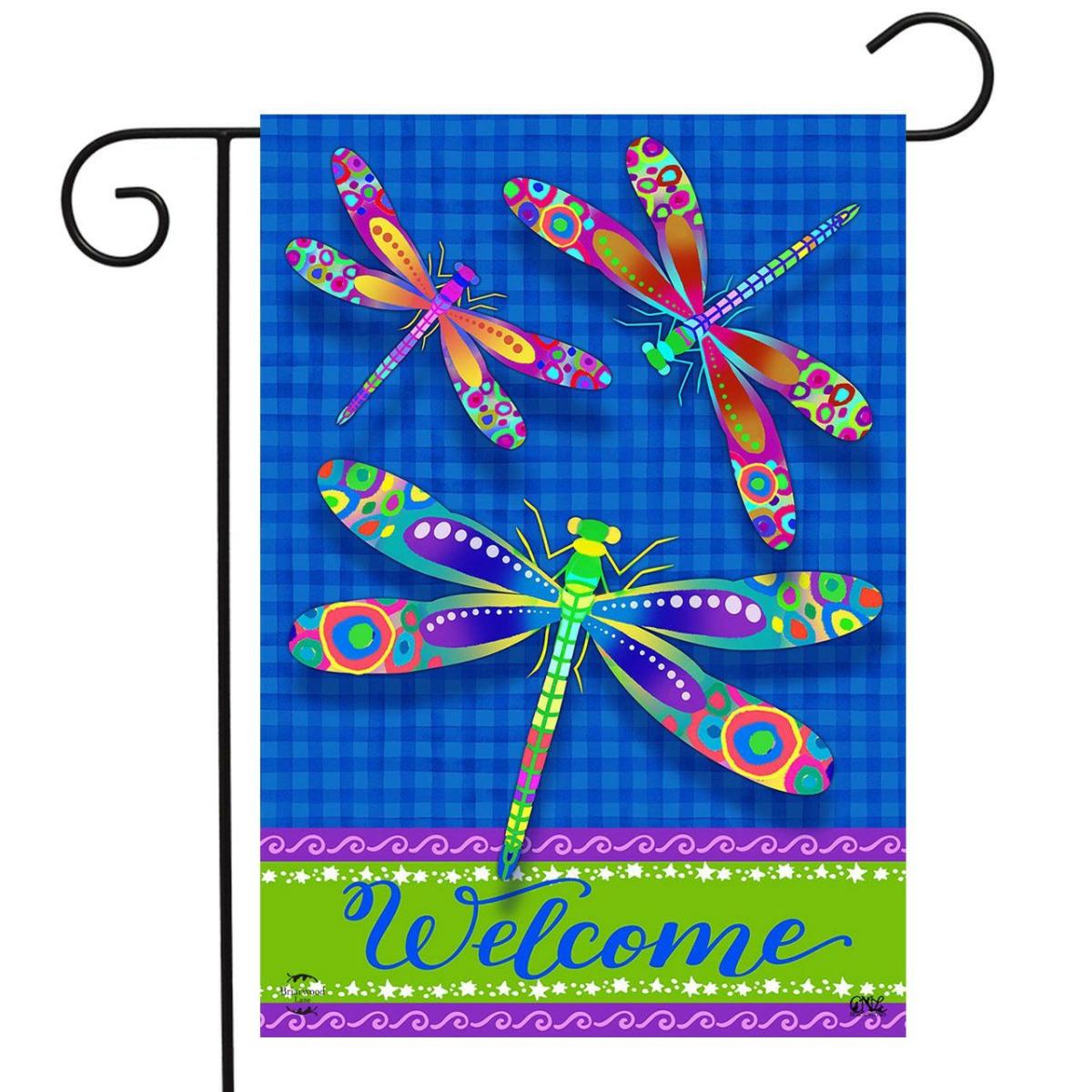 Colorful Dragonflies Summer Garden Flag | Themes Animals & Critters Seasons