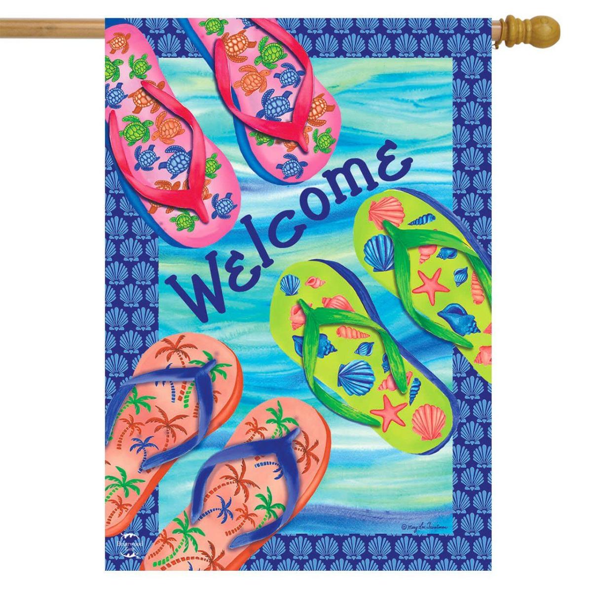 Colorful Flip Flops Summer House Flag | Themes Beach Seasons