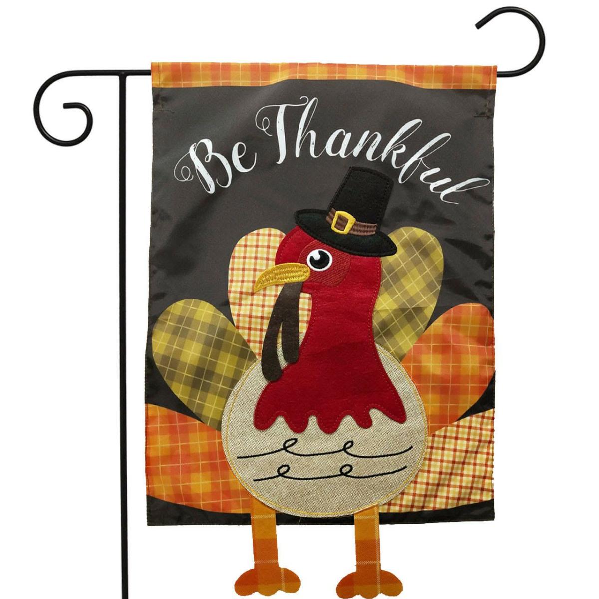 Colorful Turkey Thanksgiving Applique Garden Flag | Themes Garden Flags Holidays