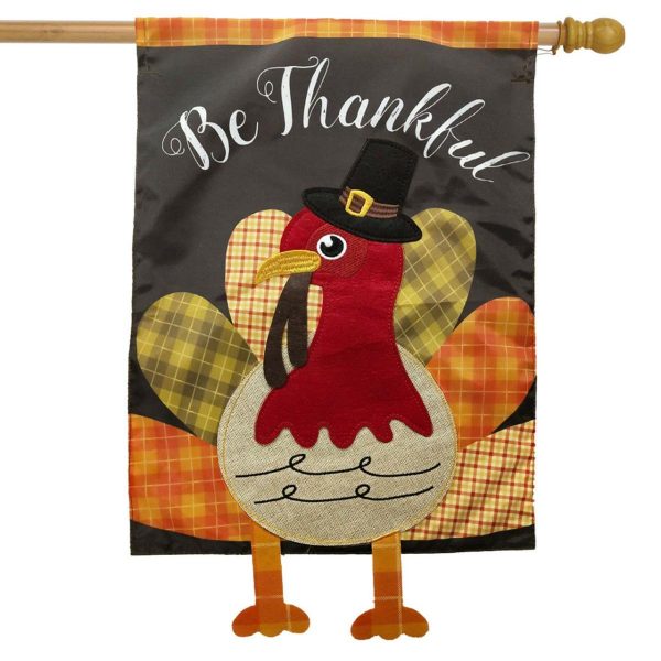 Colorful Turkey Thanksgiving Applique House Flag | Holidays Holidays Holidays