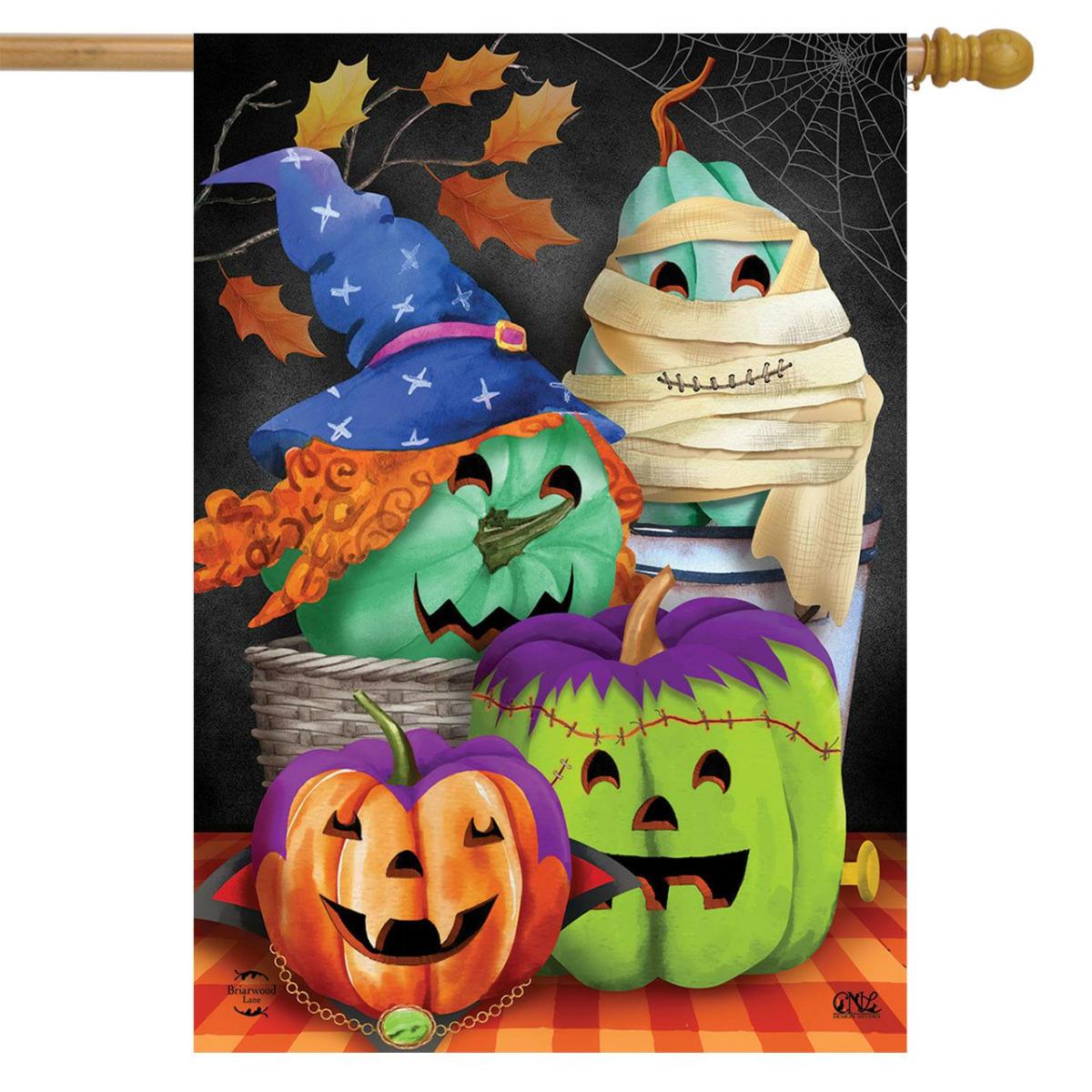 Costumed Pumpkins House Flag | Holidays Halloween Holidays