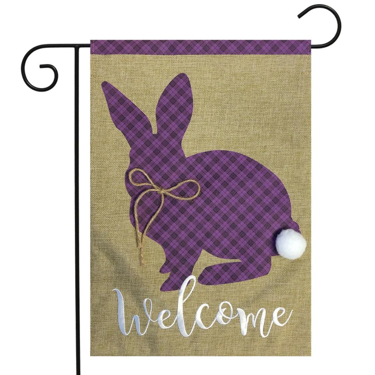 Cottontail Rabbit Spring Burlap Garden Flag | Holidays Animals & Critters Holidays