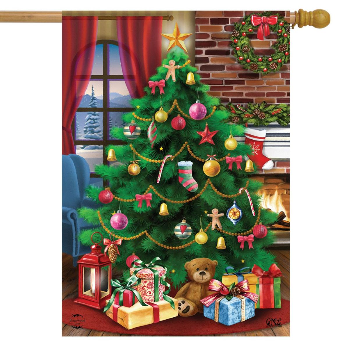 Decorated Christmas Tree House Flag | Holidays Christmas Holidays