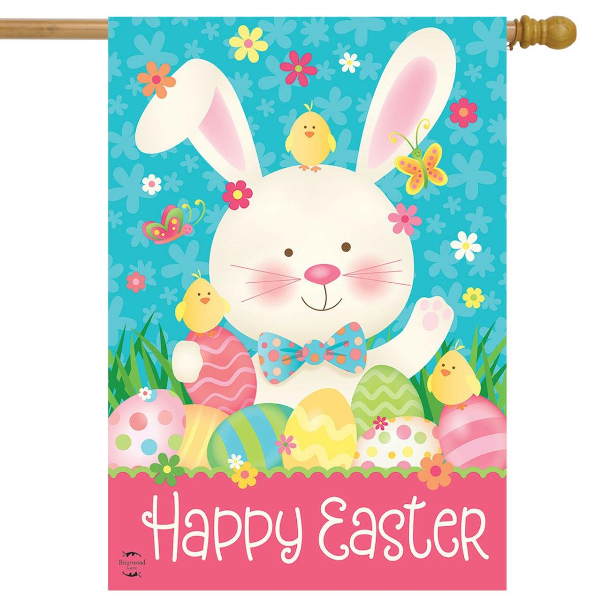 Easter Bunny And Chicks Primitive House Flag | Holidays Easter Holidays