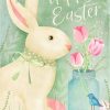 Easter Bunny and Tulips Primitive House Flag | Holidays Animals & Critters Holidays