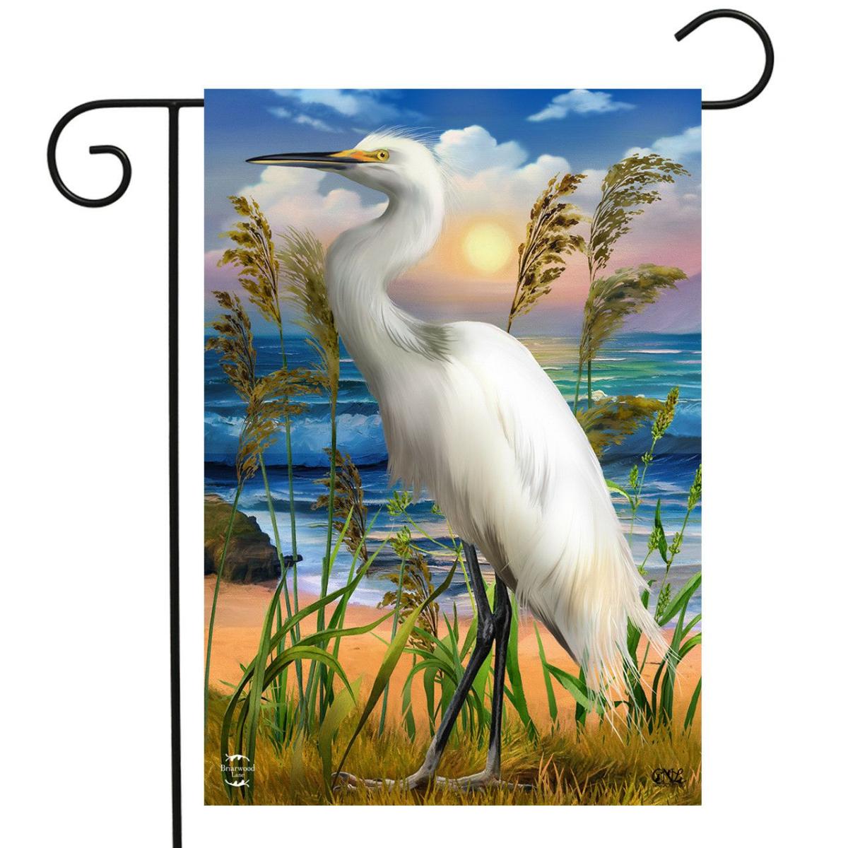 Egret Summer Garden Flag Beach | Seasons Animals & Critters Seasons