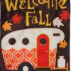 Fall Camper Applique House Flag | Seasons Fall Seasons