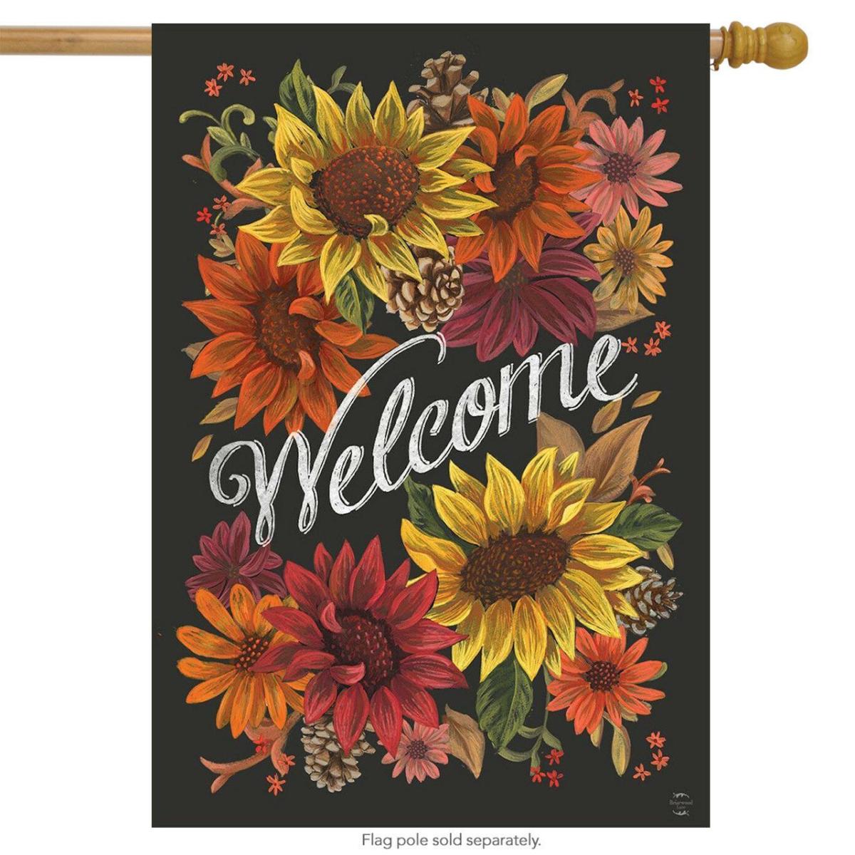 Fall Flowers Welcome House Flag | Seasons Fall Seasons