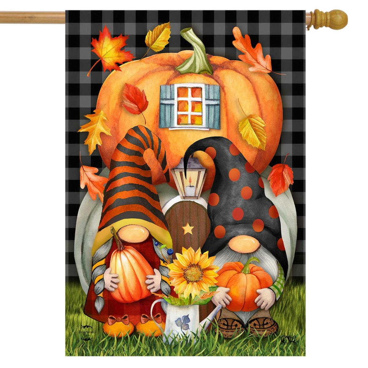 Fall Gnome Home Humor House Flag | Themes Fall Seasons