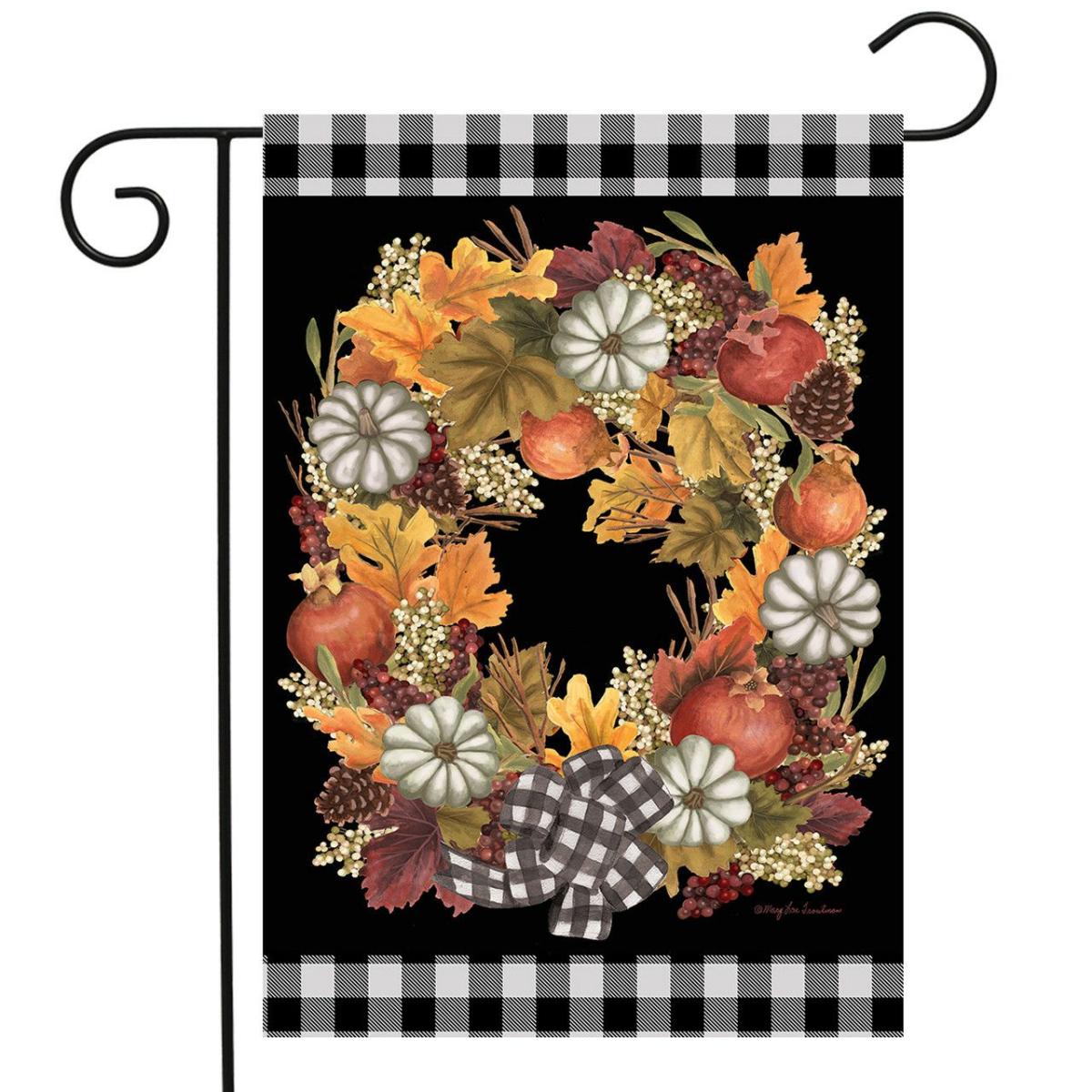 Fall Pumpkin Wreath Floral Garden Flag | Seasons Fall Seasons