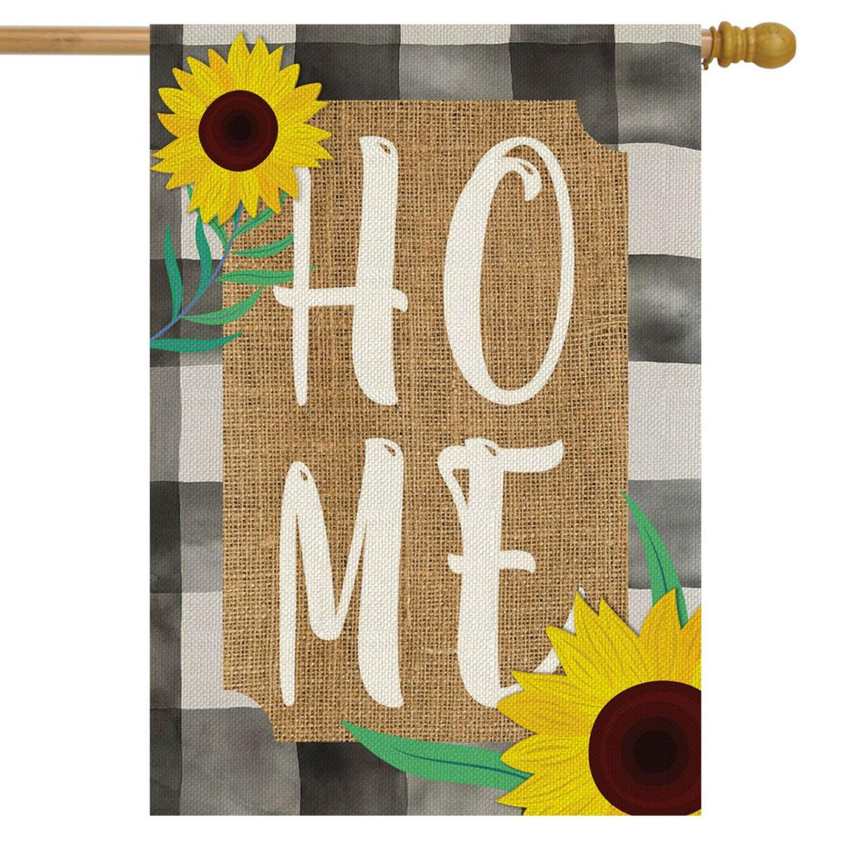 Farm House Home Summer Burlap House Flag | Seasons Everyday Seasons