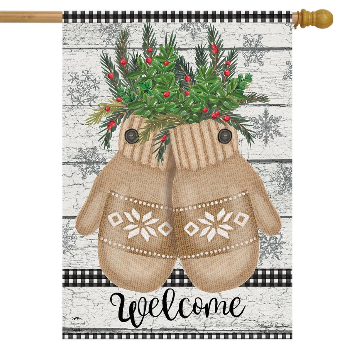 Farmhouse Mittens Winter House Flag | Themes Farmhouse Seasons