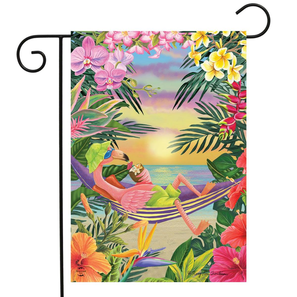 Five O’clock Flamingo Garden Flag | Seasons Animals & Critters Seasons