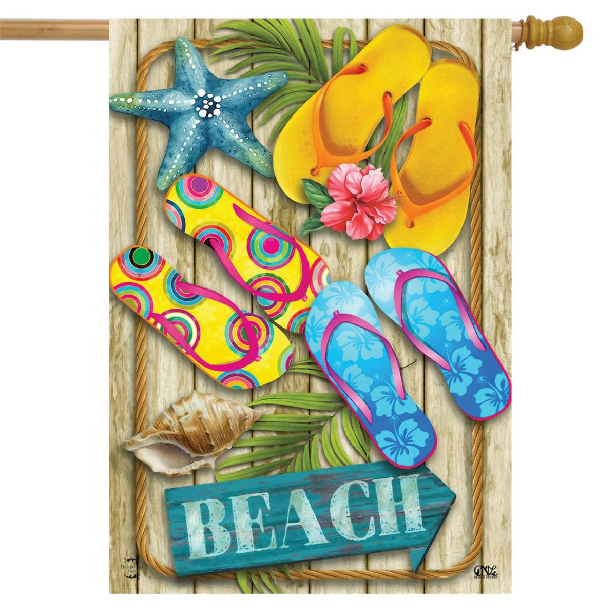 Flip Flops Beach Summer House Flag | Seasons Beach Seasons