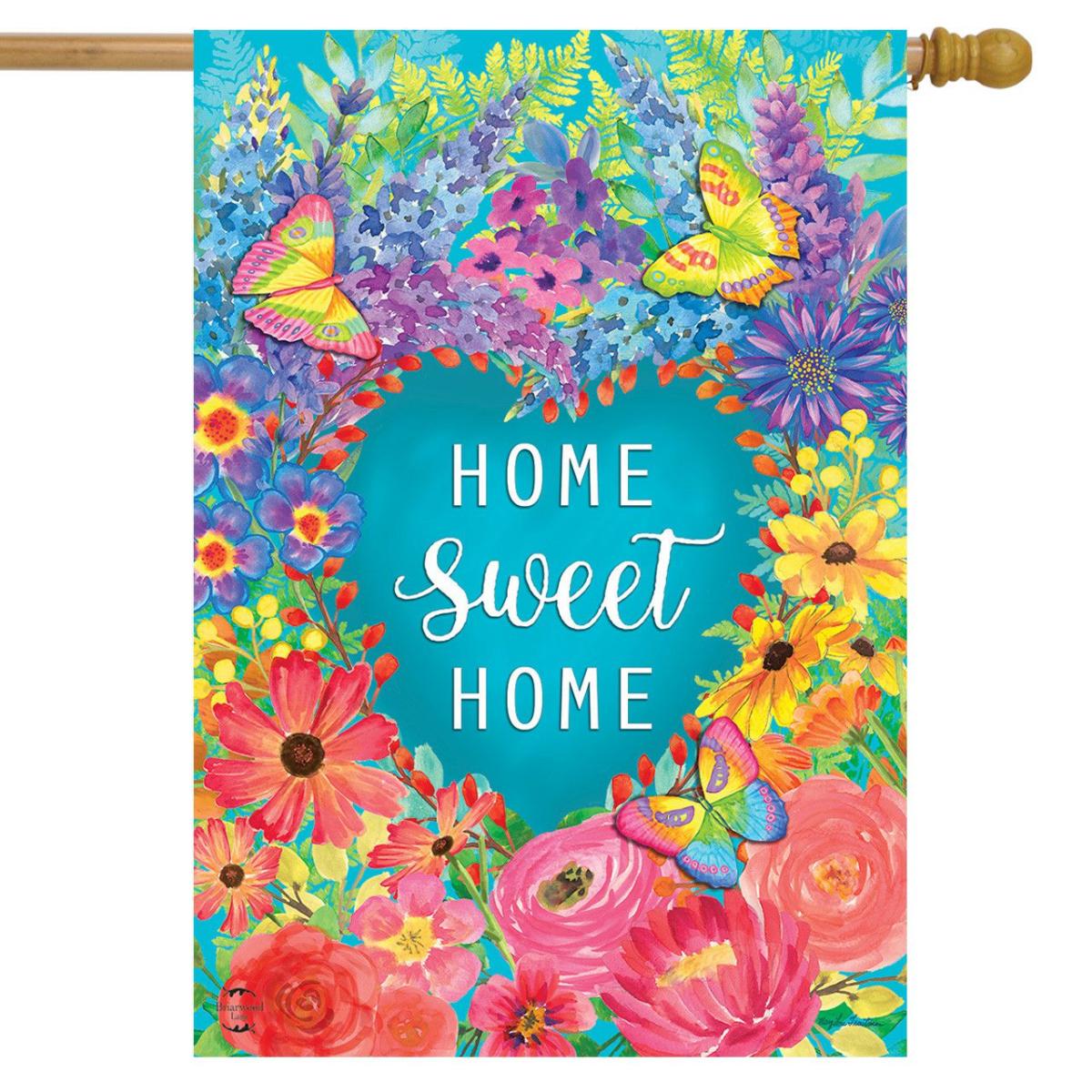 Floral Home Sweet Home Spring House Flag | Themes Everyday Seasons