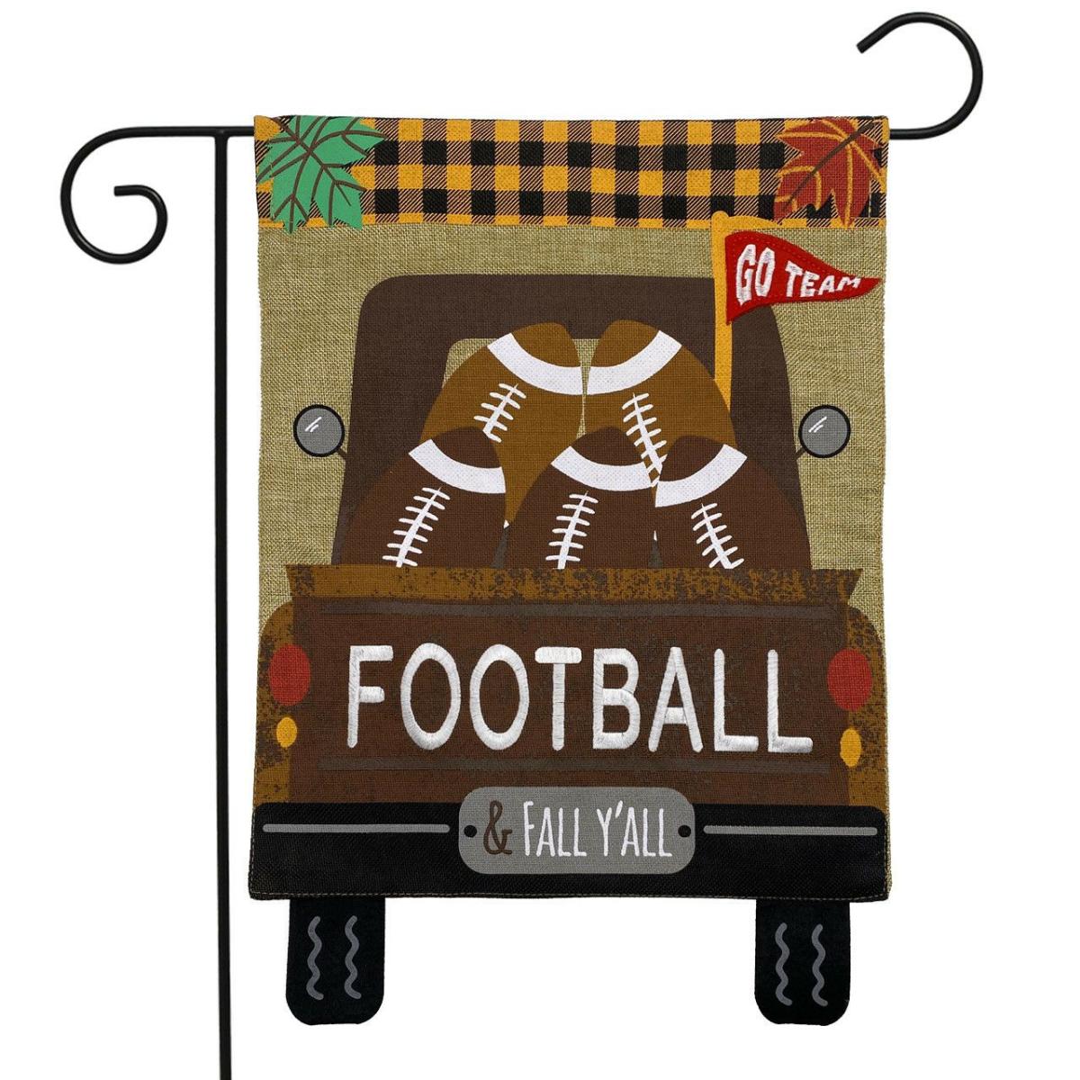 Football Truck Burlap Fall Garden Flag | Seasons Fall Seasons